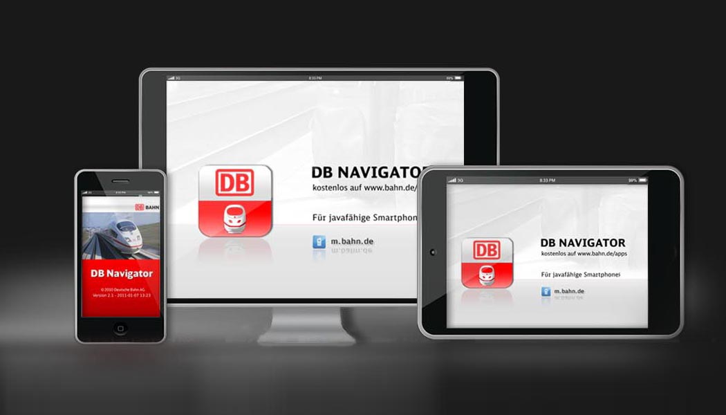 Deutsche Bahn AG, Filmschnitt, Screen Design, 3D Animation, Info - Dokumentation zur Plattformübergreifenden Software DB Navigator